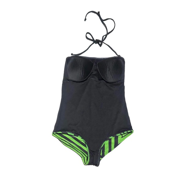 Joe Fresh Green Lightly Padded Removable Halter One Piece Swimsuit Size Small - Picture 4 of 11